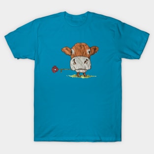 Cute Cow with Flower T-Shirt